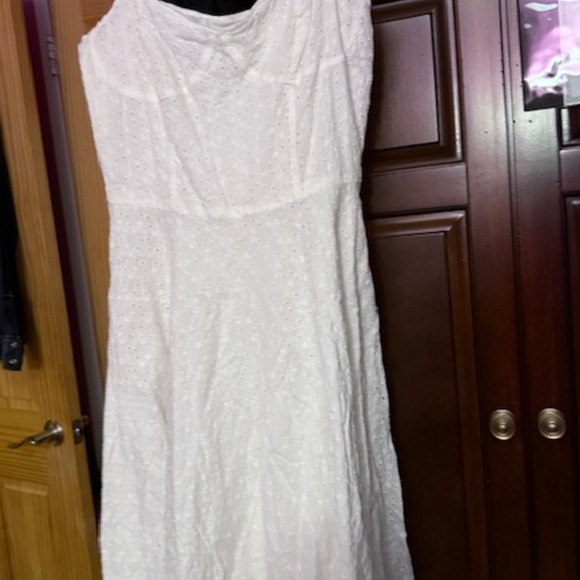 Ralph Lauren White Eyelet Sundress Sz 12 Sweetheart Neckline Wide Straps A-Line - Picture 3 of 11